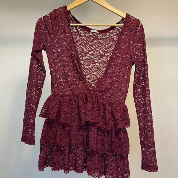 Bethany Mota Tops - Y2K Sheer Ruffled Top Whimsigoth Witchy